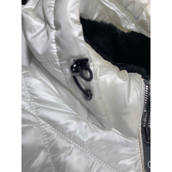 Calvin Klein Performance Repel White Puffer Jacket Black Sleeves Hooded Size L - Picture 8 of 13